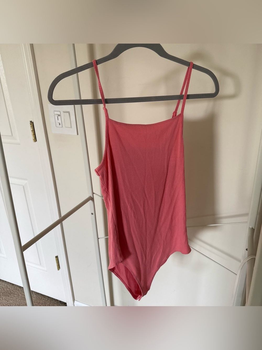 wild fable Ribbed Coral Pink Bandeau Bodysuit